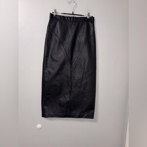 G-III Genuine Leather Vtg 90s Midi Skirt Moto Biker 100% Leather 9 Snap Buttons